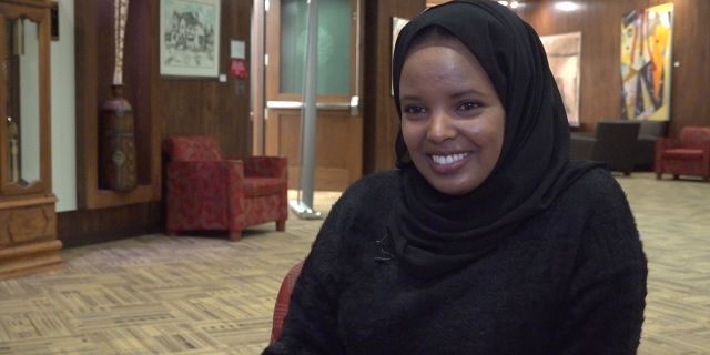 Ekram Elmoge, a student at St. Cloud State University, says she left Somalia with her family at the age of 18 to escape a civil war. She says she was born and raised in a refugee camp. PHOTO/ MITTI HICKS FOX NEWS