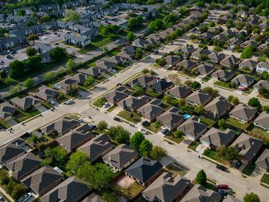 Aerial view of houses and apartments in the Red Bird area on Thursday, April 4, 2019, in Dallas. 