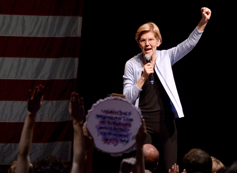 (Leah Hogsten | Tribune file photo) Massachusetts Sen. Elizabeth Warren speaks to supporters at The Depot in Salt Lake City on April 17, 2019. 