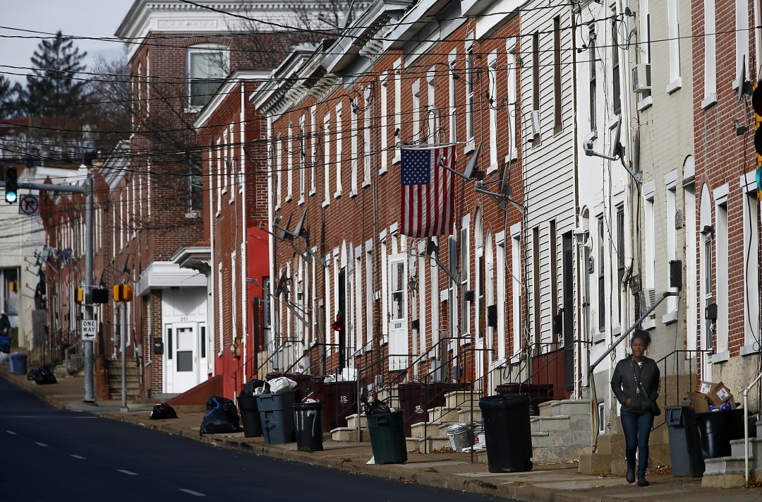 Row houses along 2nd Street in West Wilmington, Del.