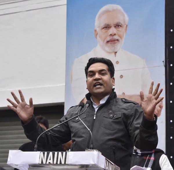 Kapil Mishra addressed a rally in New Delhi last year.