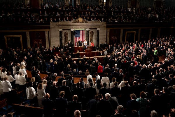 President Trump delivering the State of the Union address on Tuesday.