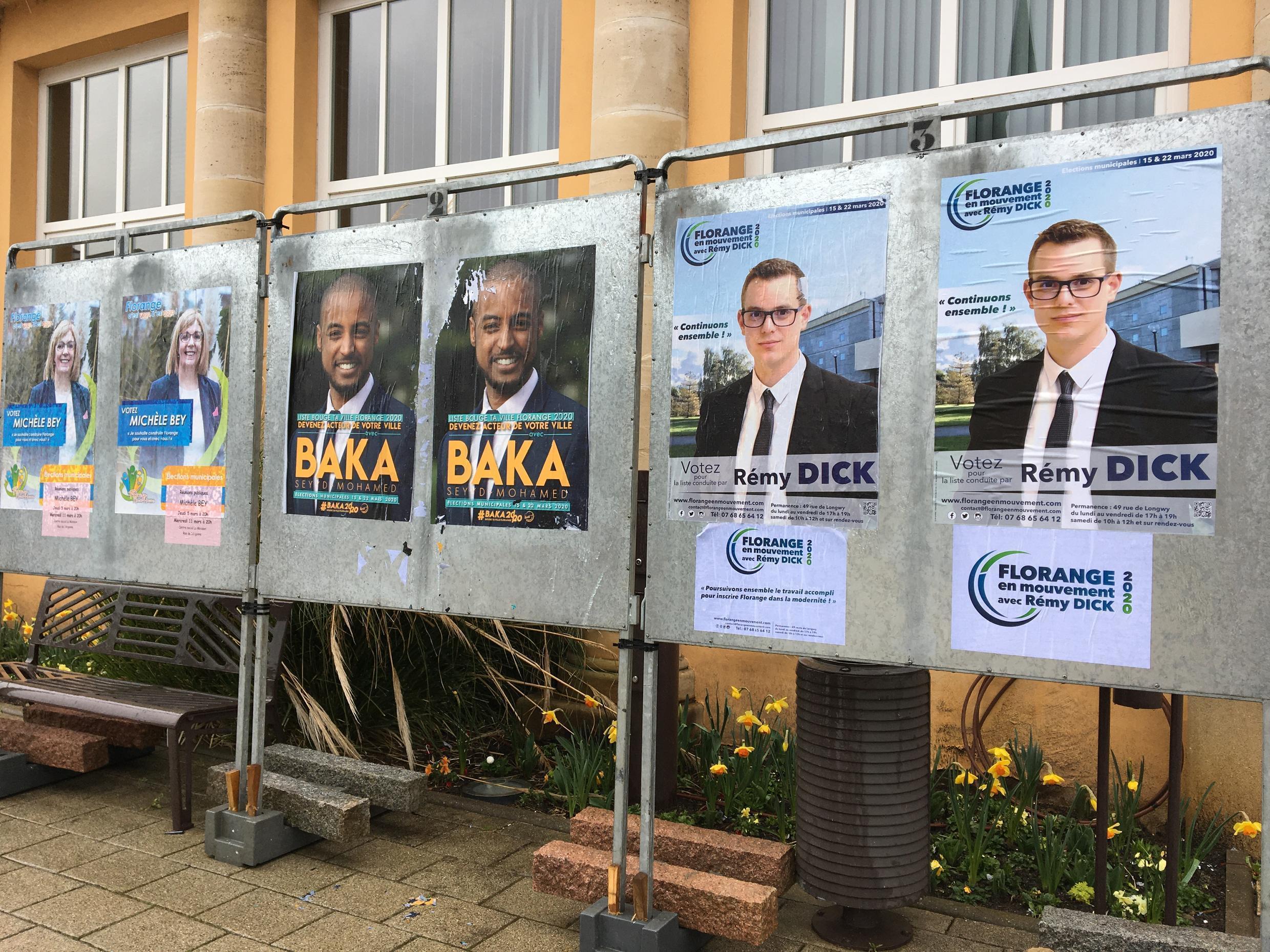 Rémy Dick (r.) representing Florange en mouvement, is running against Mohamed Seyyd Baka (LREM) and Michèle Bey (DVG)