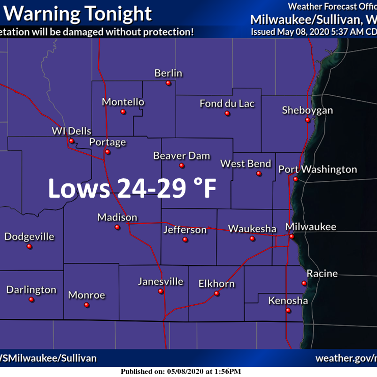 Most of the state is under a freeze warning from midnight to 8 a.m. Saturday.