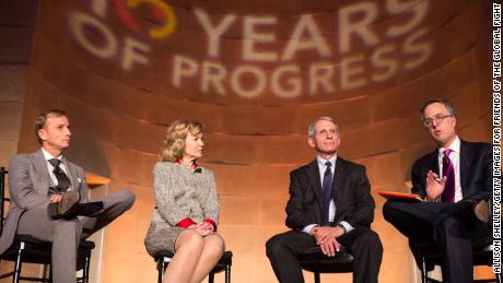 Birx, then the Ambassador at Large and Coordinator of US Government Activities to Combat HIV/AIDS, alongside Dr. Anthony Fauci, speaking onstage at the 10th anniversary leadership gala of the Friends Of The Global Fight Against AIDS, Tuberculosis and Malaria, December 2, 2014 in Washington, DC.