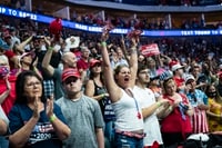 Image: Supporters cheer before Trump arrives for his rally in Tulsa.