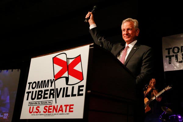 Tommy Tuberville spoke after defeating Mr. Sessions on Tuesday.