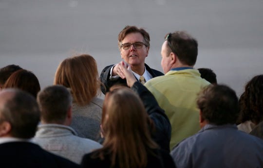 Lt. Gov. Dan Patrick arrives Monday, Feb. 11, 2019, at the El Paso International Airport.