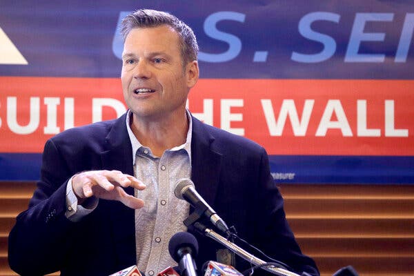 Kris Kobach, the former Kansas secretary of state, is known for his hard-line views on immigration and voting rights. 