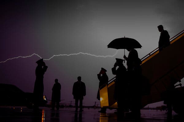 President Trump walking off Air Force One as a lightning bolt streaked across the sky last month. For decades, Mr. Trump’s goal has been to undermine the opposition.
