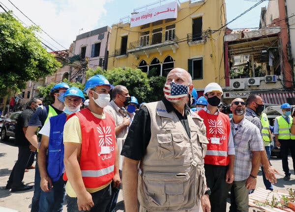 John Barsa, who was selected as the aid agency’s acting administrator in March, in Beirut, Lebanon, after a powerful explosion there last month. 