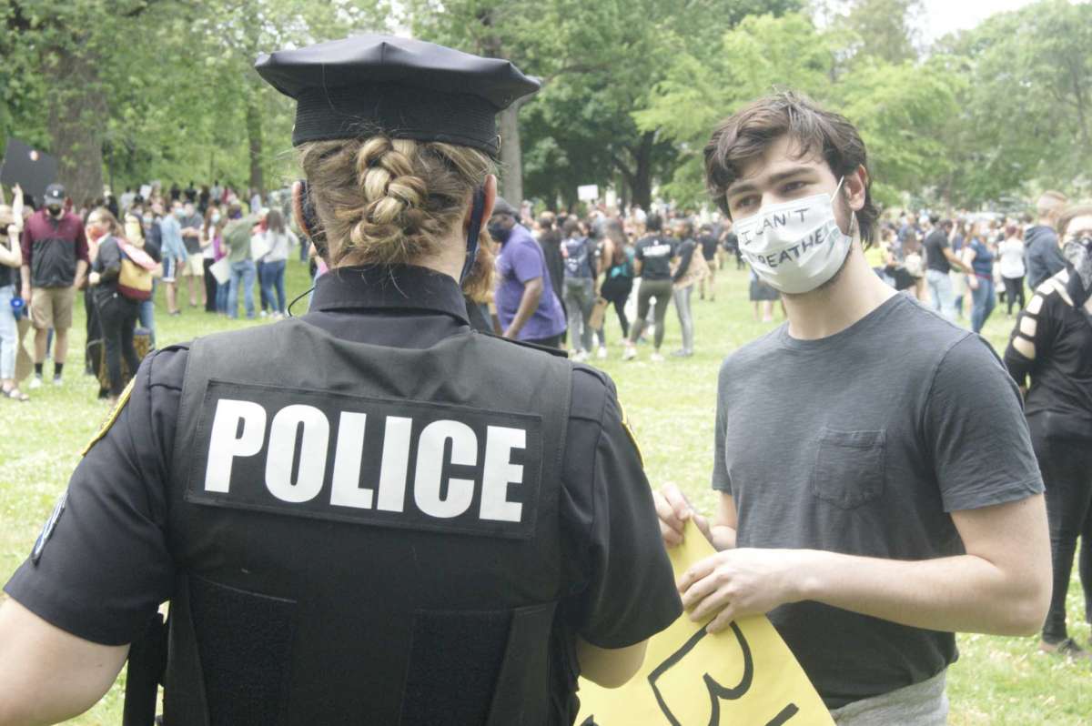 About a thousand people gathered in Saratoga Springs for a Black Lives Matter protest that marched through downtown and culminated with remarks in Congress Park. (David Lombardo / The Capitol Pressroom)