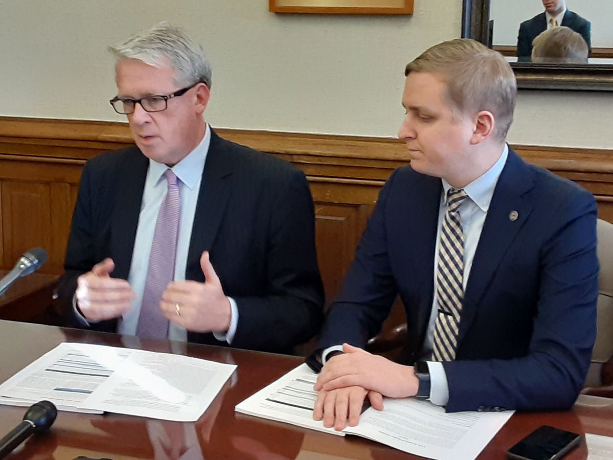 House Republican Leader Jim Durkin, left, and state Rep. Tom Demmer, R-Dixon.