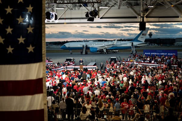 President Trump at a campaign rally in August in Londonderry, N.H.. He and his affiliated political entities have spent at least $58.4 million in donations on legal and compliance work since 2015, according to one tally.