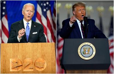 Joe Biden and Donald Trump mashup, AP generic file photos