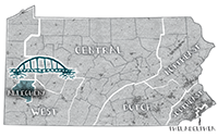 Image: Illustrated map of Pennsylvania.