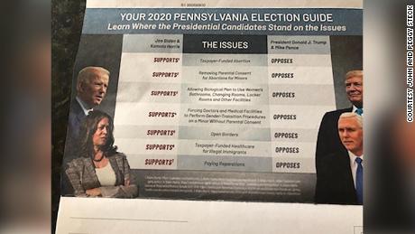 The Pennsylvania mailer includes a series of false claims against Democratic presidential nominee Joe Biden and his running mate Sen. Kamala Harris. 