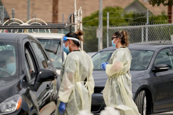 A coronavirus testing site in the Boyle Heights neighborhood of Los Angeles.