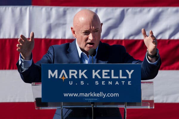 The retired astronaut Mark Kelly leads the incumbent, Martha McSally, in a hotly contested Arizona Senate race. 
