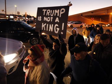 Residents supporting the impeachment of President Donald Trump arrive outside the office of U.S. Representative Colin Allred in Richardson, Texas, December 17, 2019.