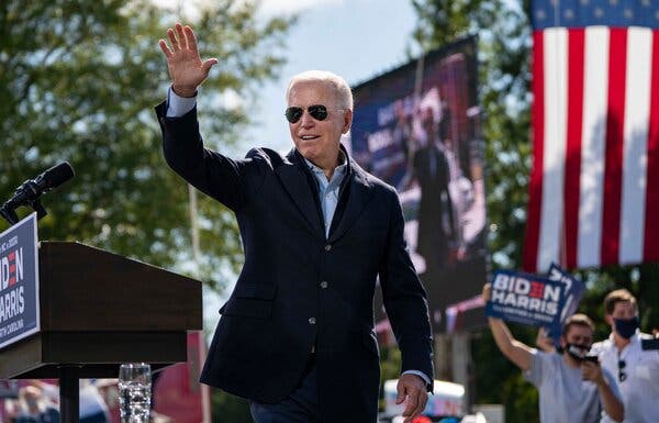 Joseph R. Biden Jr. campaigning in Durham, N.C., on Sunday. His competitiveness in Republican-leaning states like North Carolina, Georgia and Texas has raised Democrats’ hopes this year.