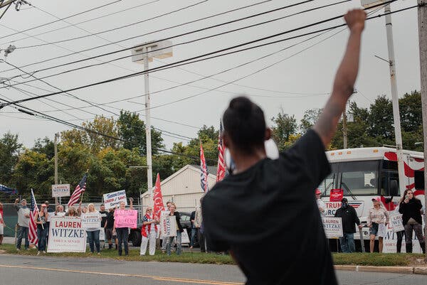 Protesters faced off against Ms. Witzke’s supporters in Wilmington, Del., last month.