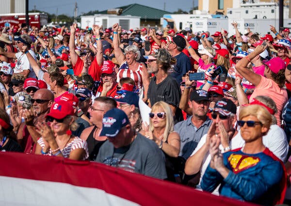 Supporters of Mr. Trump at a rally in Ocala, Fla., on Friday. The president’s advisers have packed his calendar with rallies in the days remaining until the election.