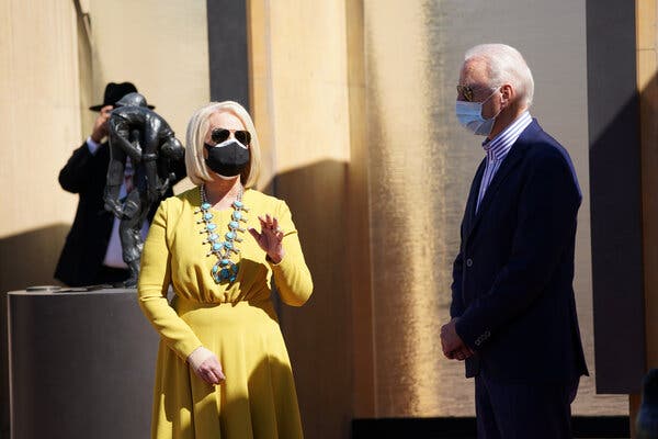 Cindy McCain, widow of the former Republican presidential nominee John McCain, campaigned with Joseph R. Biden Jr. in Phoenix on Thursday after endorsing him late last month.
