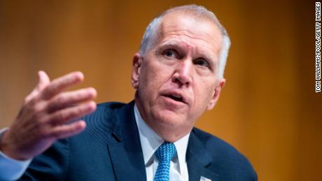 Sen. Thom Tillis (R-NC) asks a question during a Judiciary Committee hearing in the Dirksen Senate Office Building on June 16, 2020, in Washington.